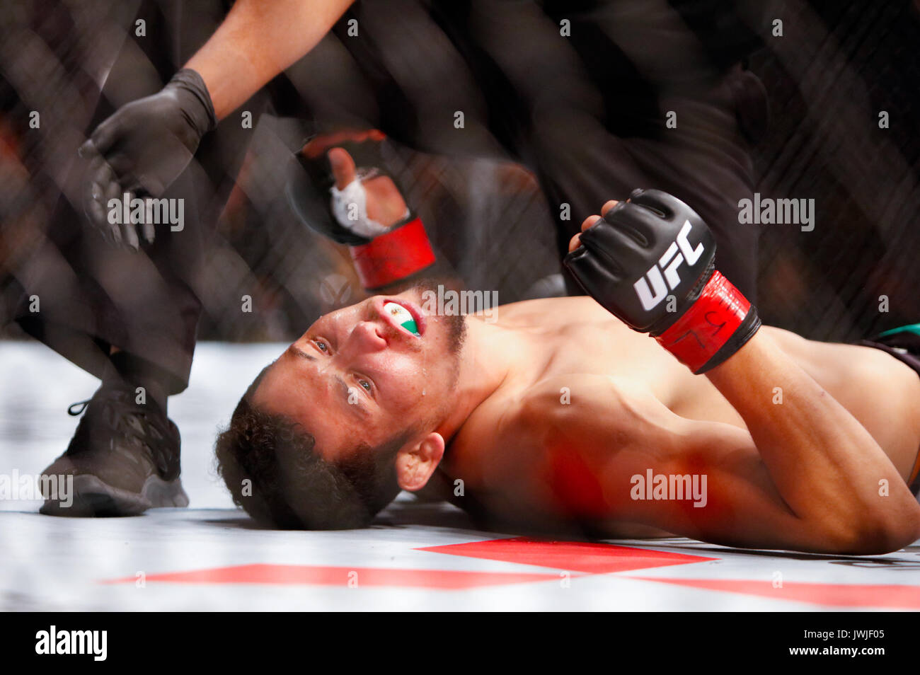 Martin Bravo takes Humberto Bardenay during UFC Fight Night 114 Mexico City,Mexico Stock Photo