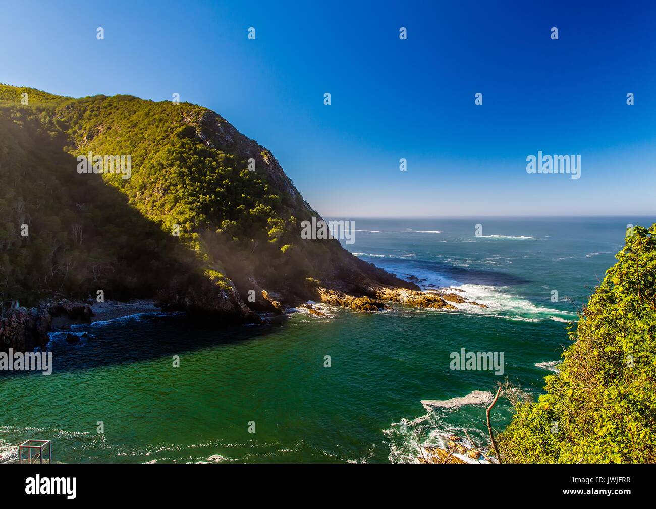 Landscape at the Storms River Mouth at the Indian Ocean in South Africa Stock Photo