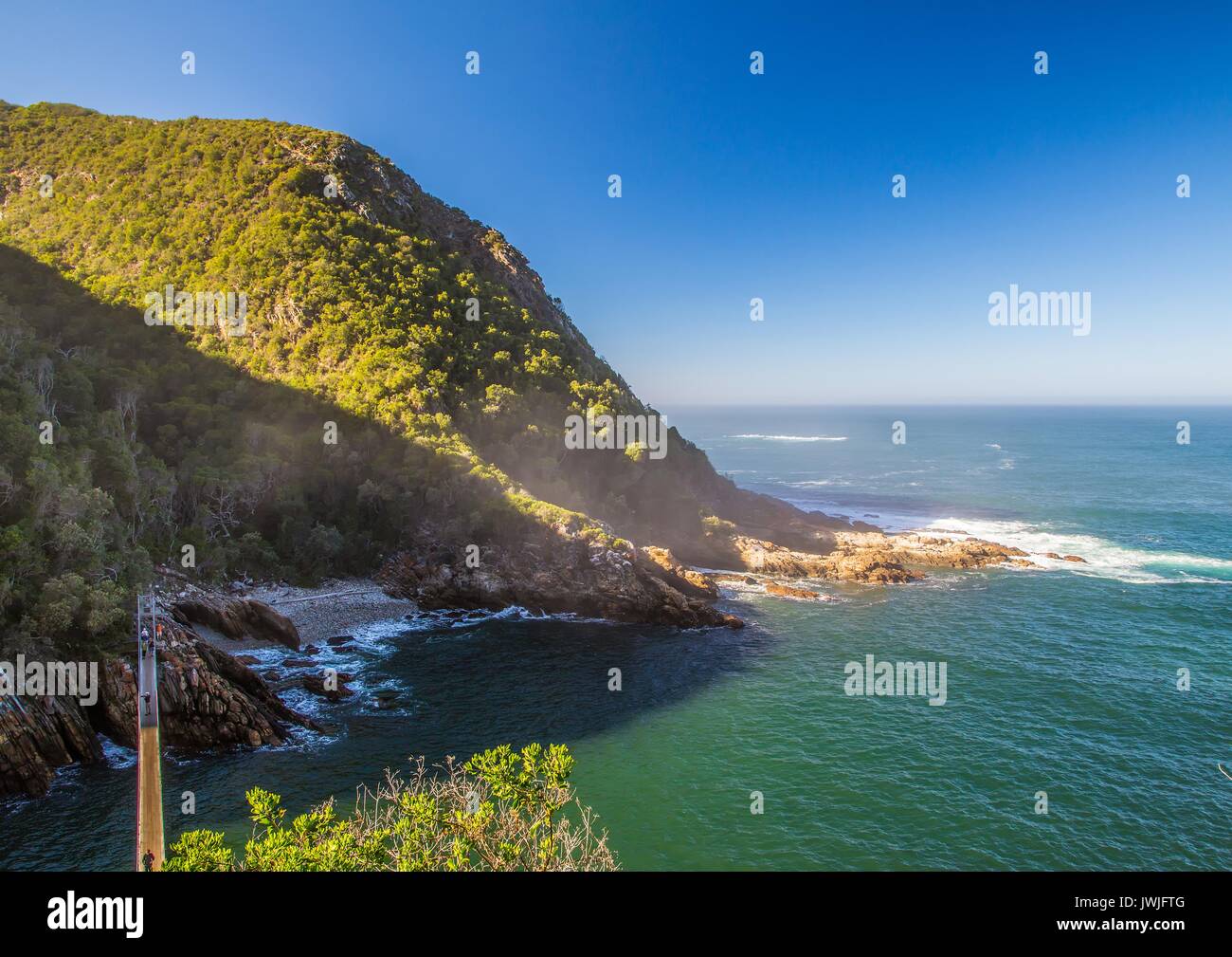 Landscape at the Storms River Mouth at the Indian Ocean in South Africa Stock Photo