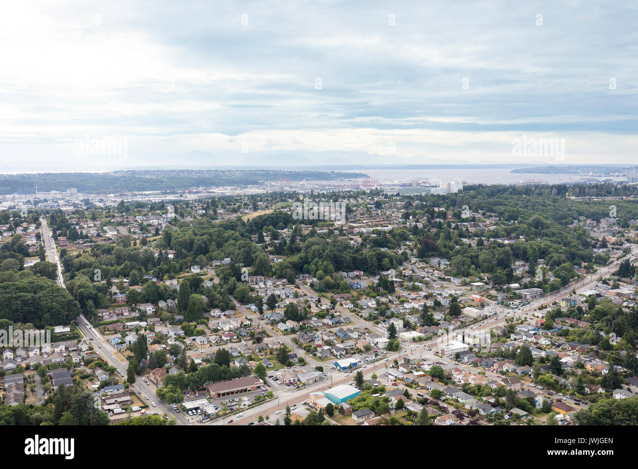 aerial view of New Holly around  Martin Luther King Jr Way S and S Orcas St, Columbia City, Seattle, WA, USA Stock Photo
