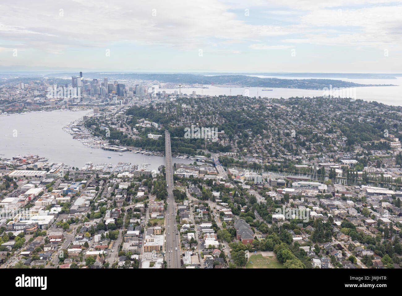 Aerial view of Wallingford and Fremont, Seattle, WA, USA Stock Photo