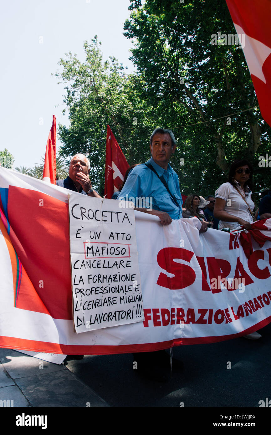 Protesters in Palermo, Italy Stock Photo