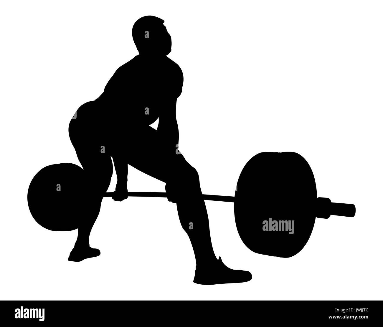 back athlete powerlifter exercise deadlift black silhouette Stock Photo