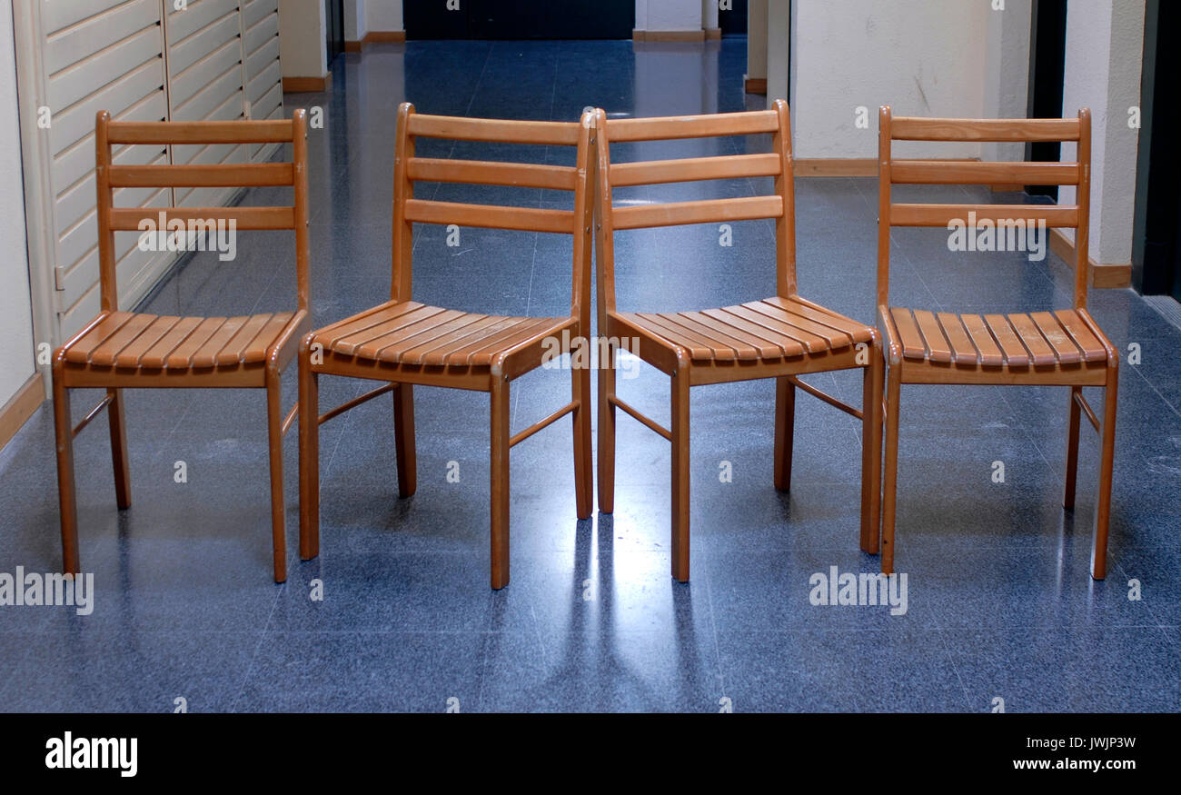 Four vintage chairs made by wood, classic style Stock Photo