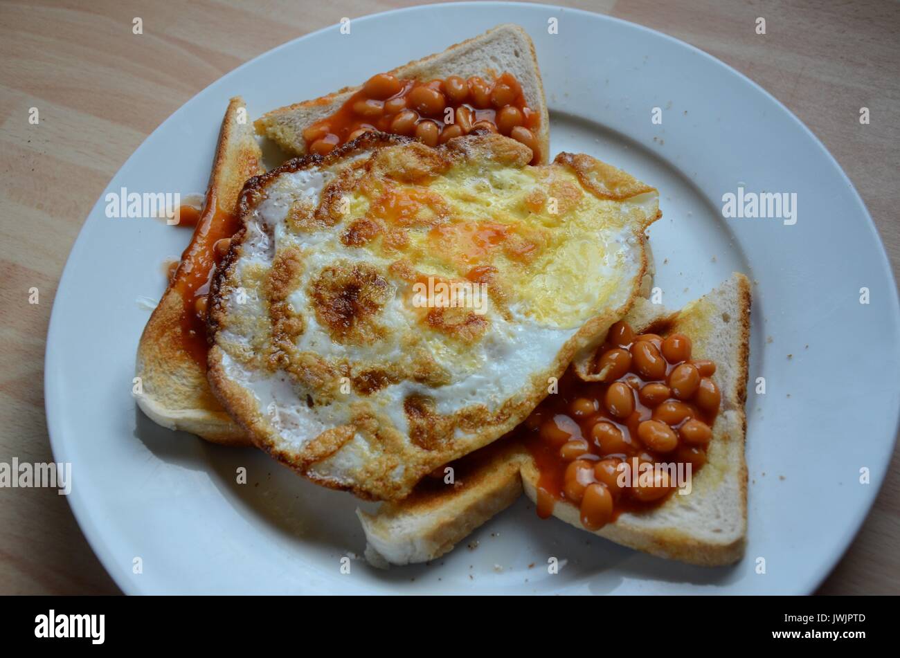 egg, beans on toast Stock Photo