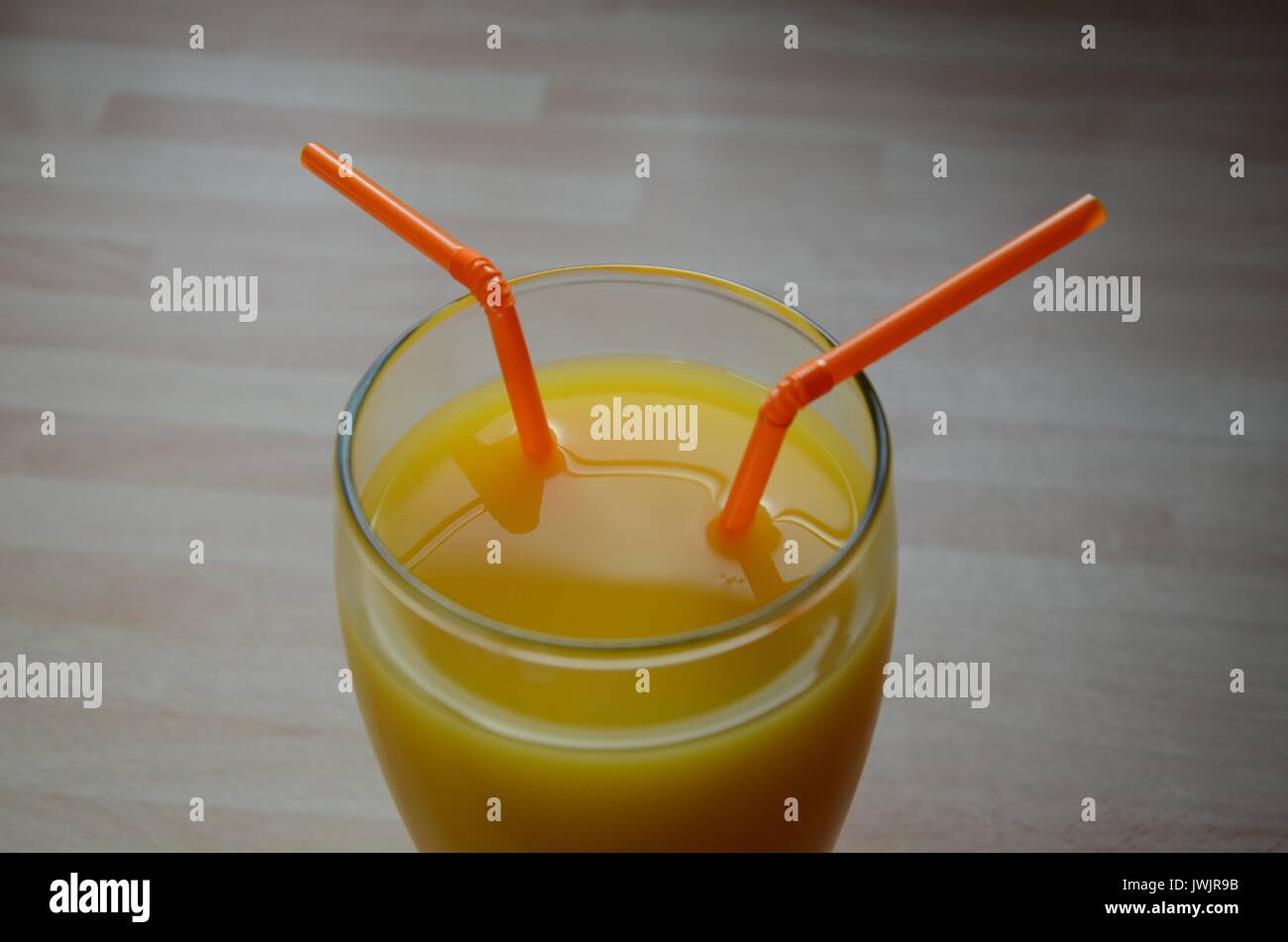 five a day, Fresh squeezed pint of orange juice Stock Photo