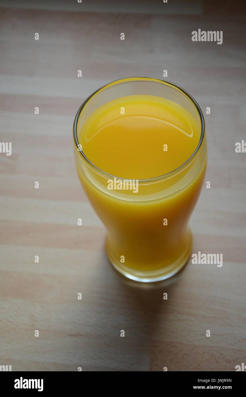 five a day, Fresh squeezed pint of orange juice Stock Photo