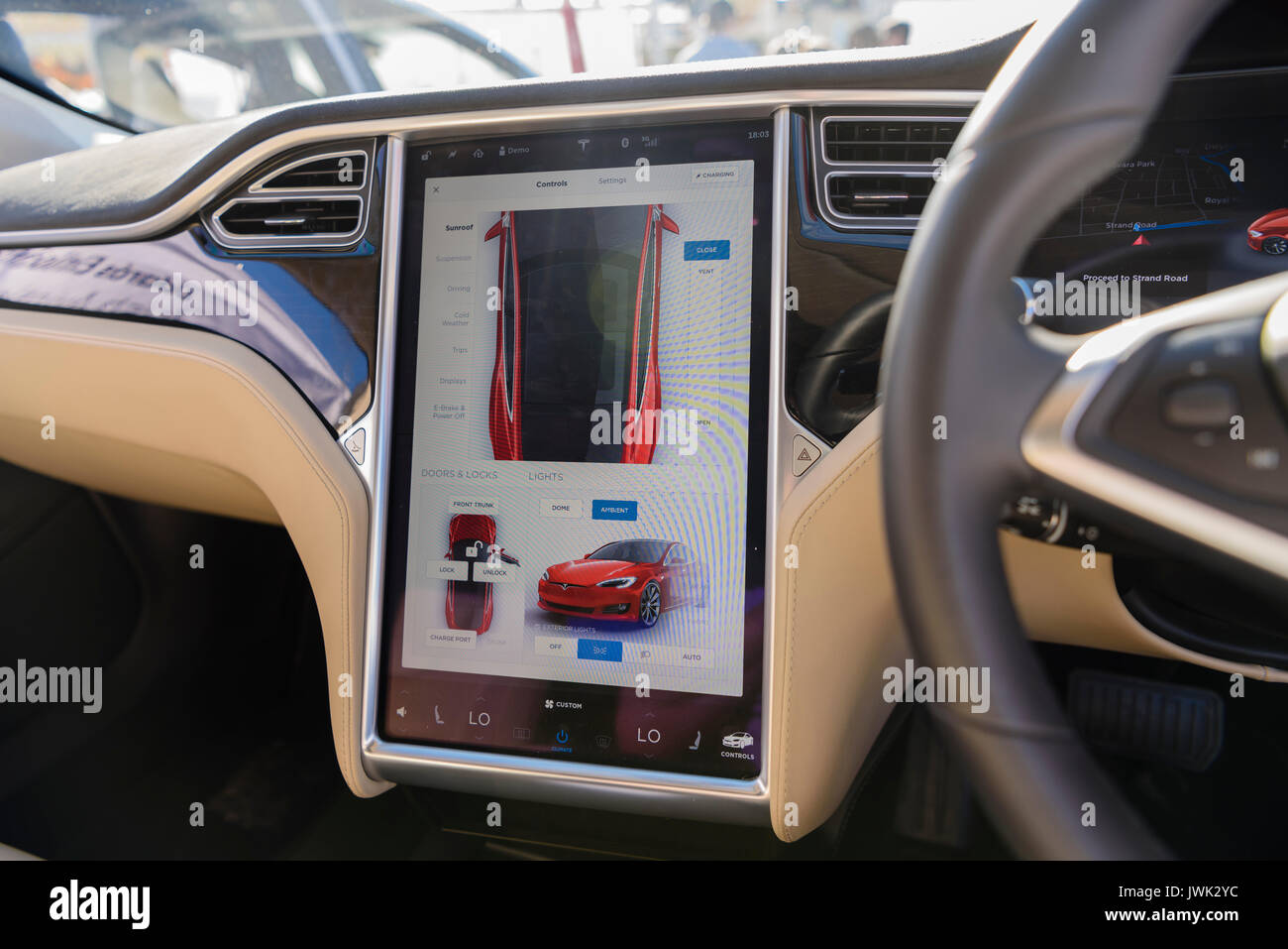 Centre console and dashboard of a Tesla Model S P100D Stock Photo - Alamy
