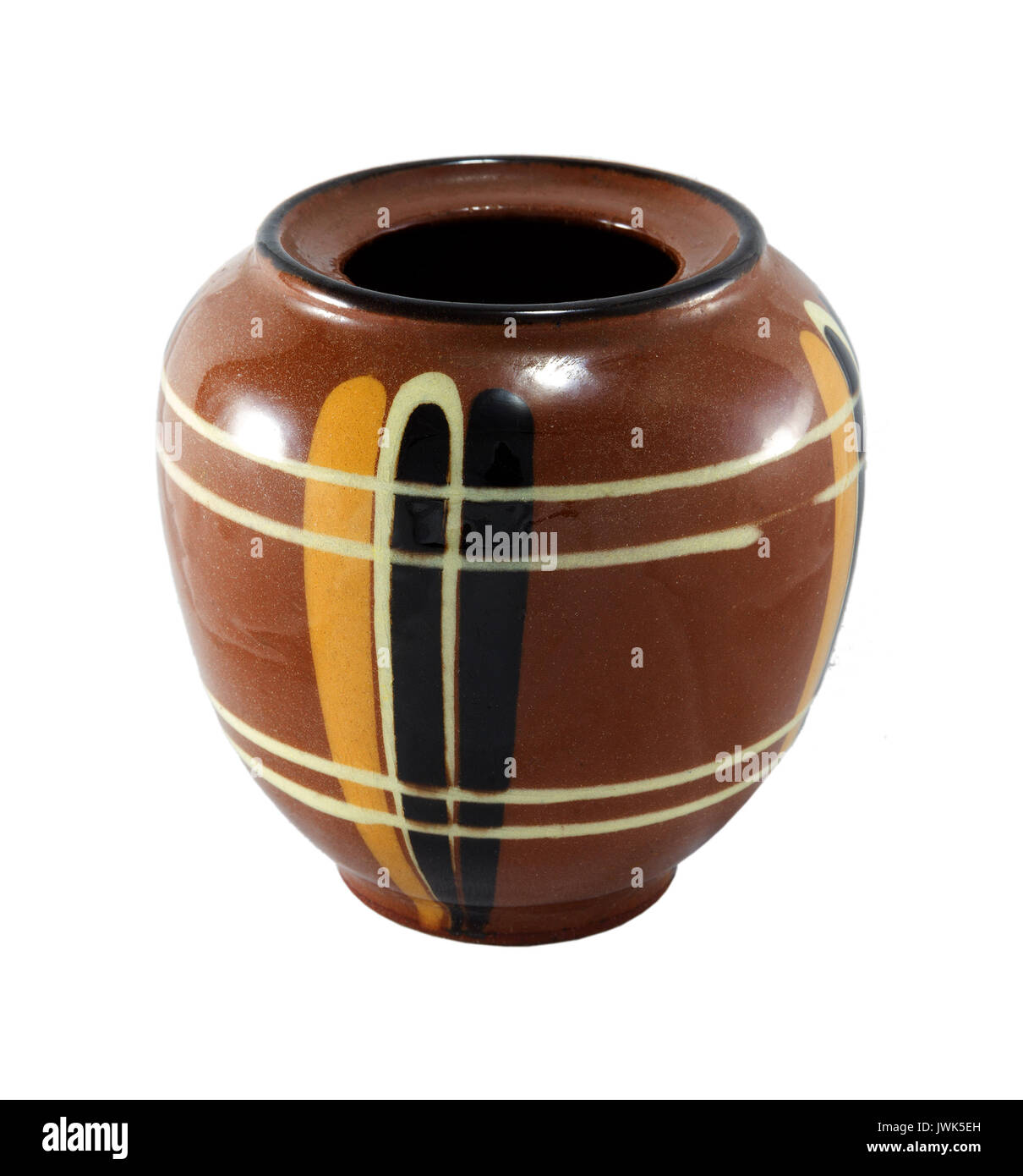 Decorative clay vase (ceramics) isolated over white background