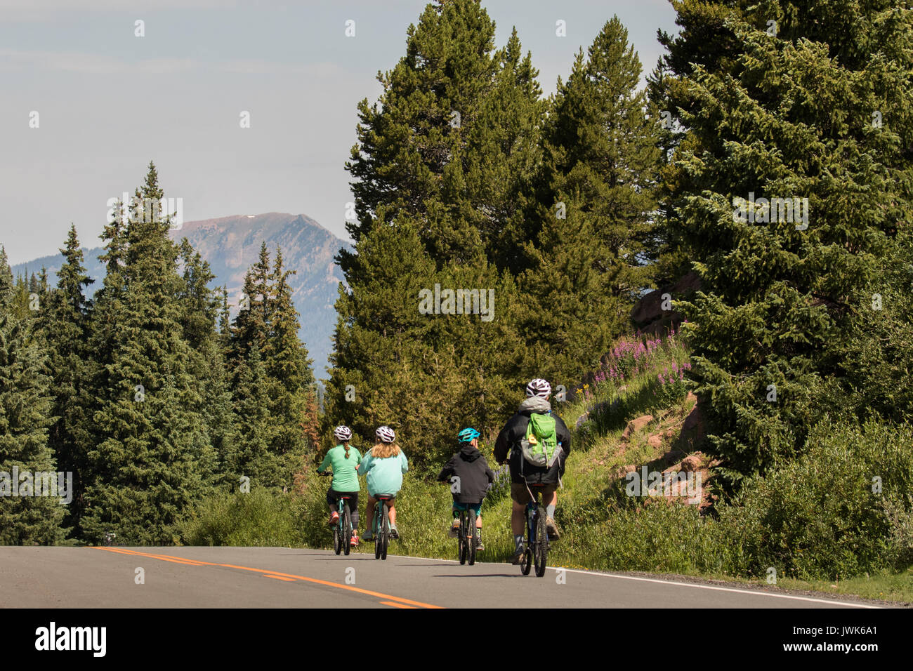Mountain biking near Vail Pass Colorado Stock Photo
