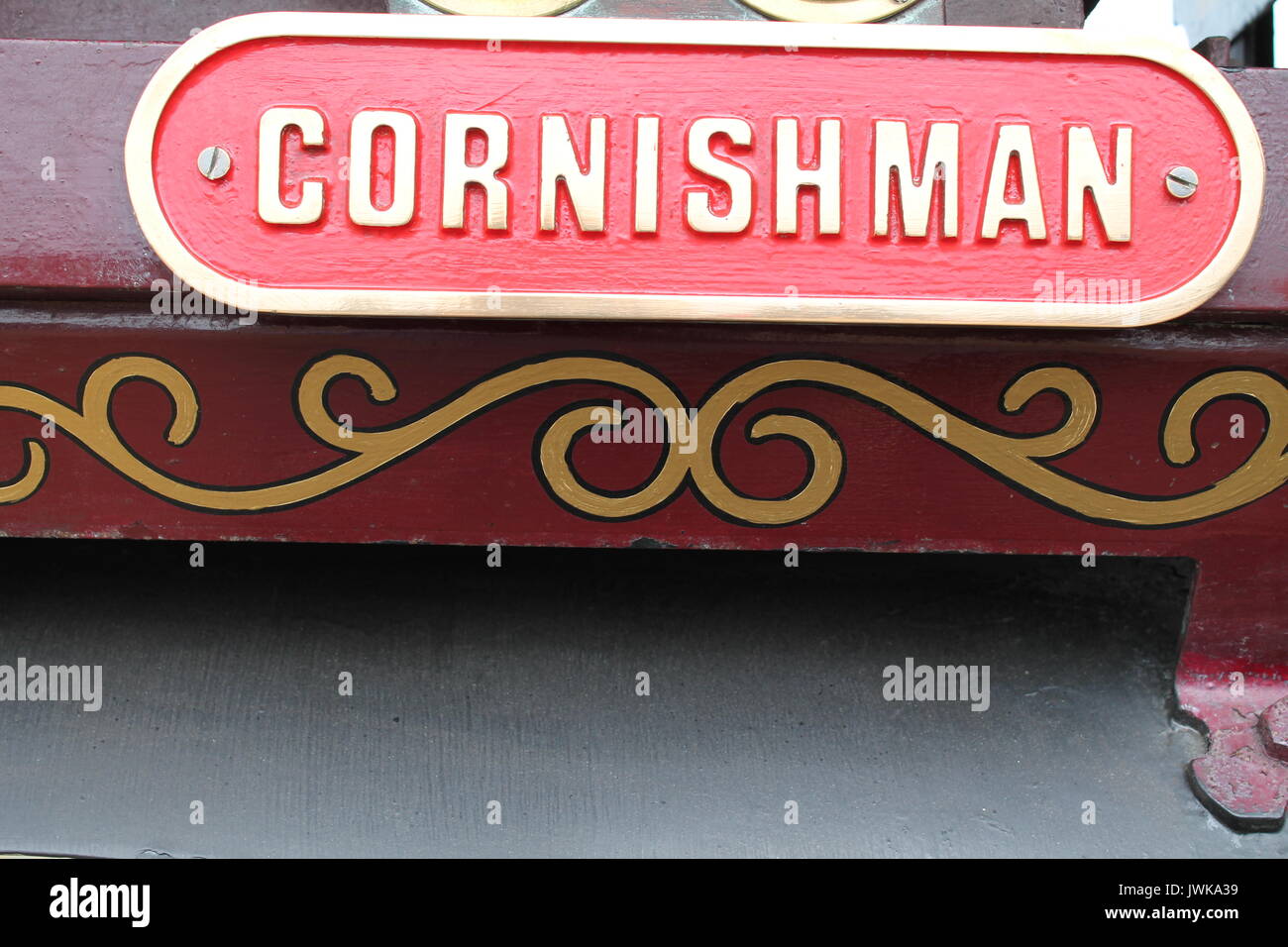 Cornishman steam traction engine name plate. Stock Photo