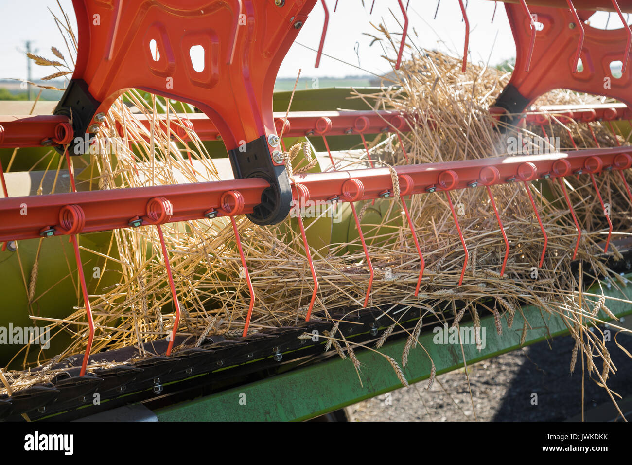 Close up of a combine harvester header Stock Photo - Alamy