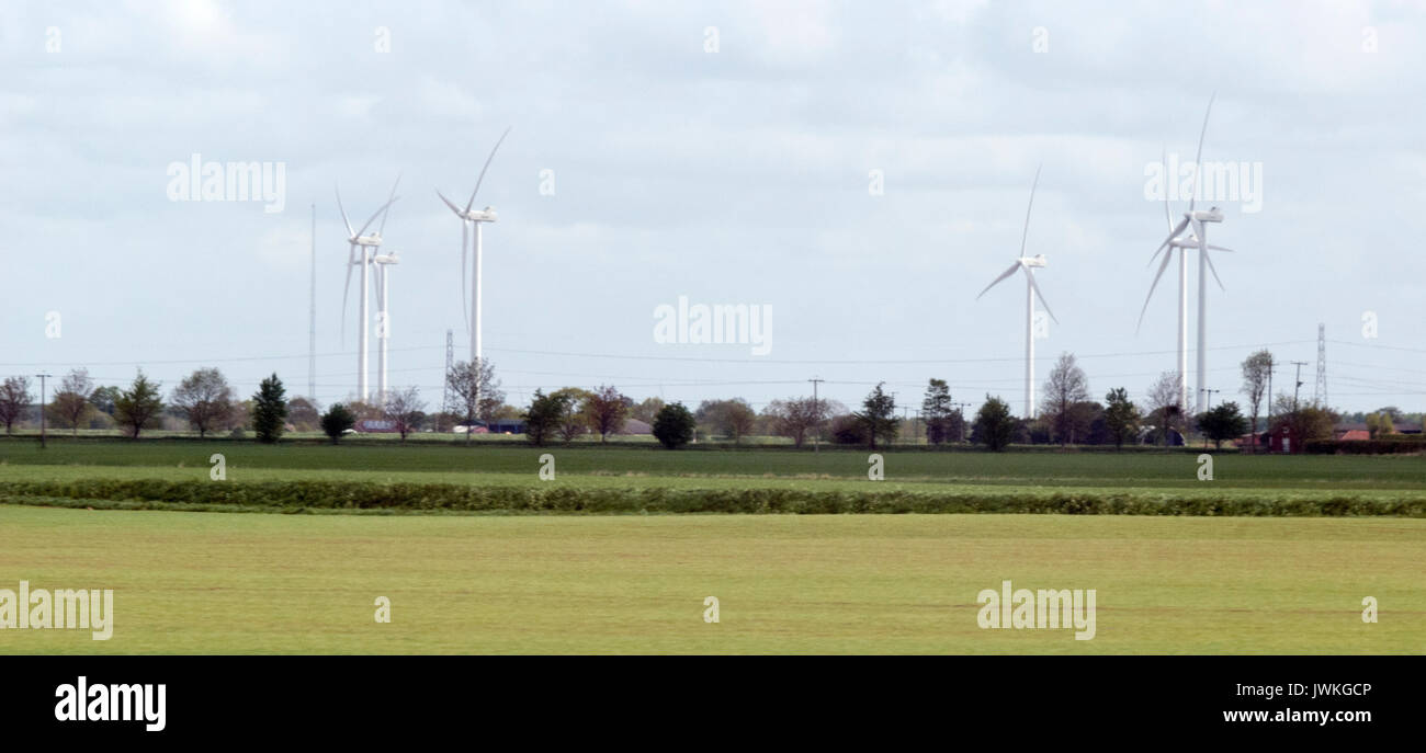 Wind Turbine, Telephone Lines, Telephone Pylons, Wide Angle Landscape