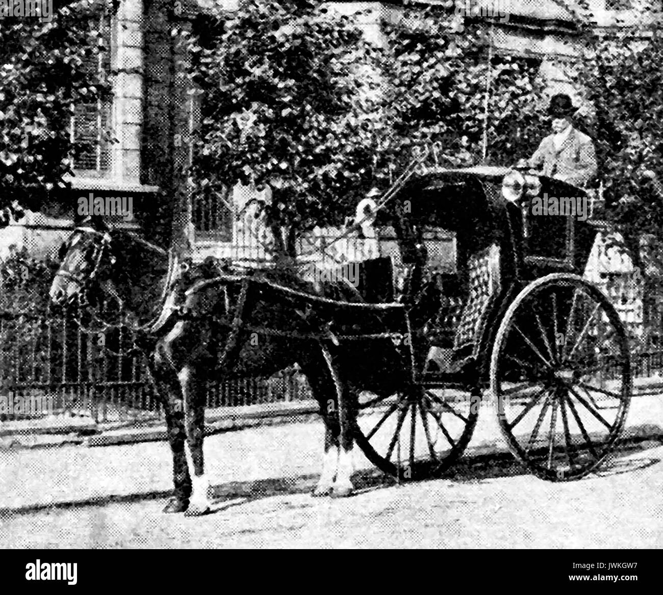 One of the  popular hansome cabs  invented and patented by  Joseph Aloysius Hansome of York in 1834 Stock Photo