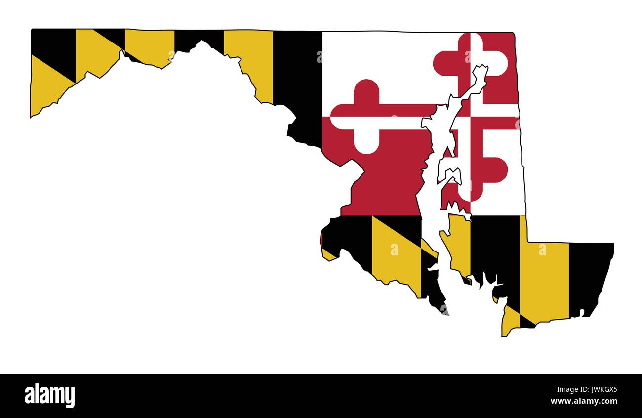 Outline map of the state of Maryland with map inset Stock Vector Image ...