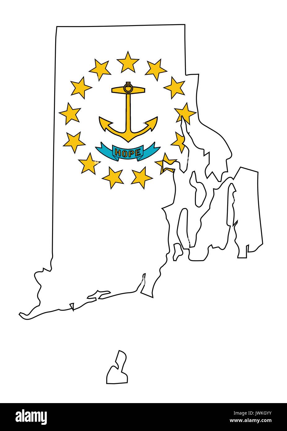 Outline map of the state of Rhode Island with map inset Stock Vector Image &amp; Art - Alamy