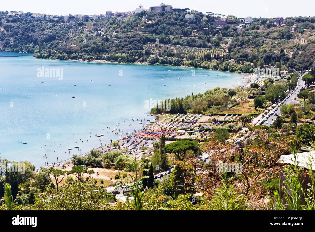 Castel Gandolfo volcanic lake panorama in Rome - Italy Stock Photo