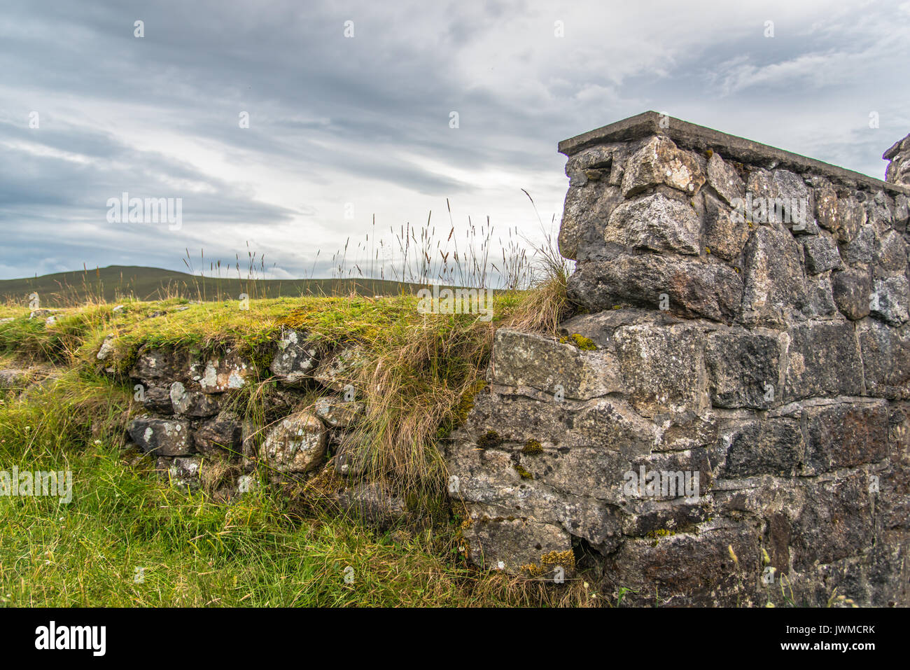 Irish Countryside with Stone Wall Stock Photo Alamy