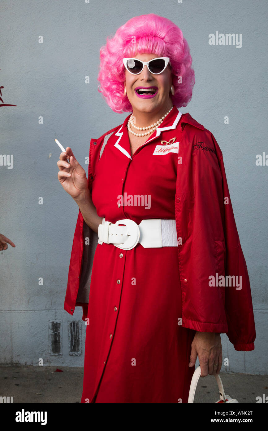 Red Dress Party, Gold Coast Bar, West Hollywood, California (July 16, 2017)  The party is in honor of two former bartenders who died of AIDS Stock Photo  - Alamy