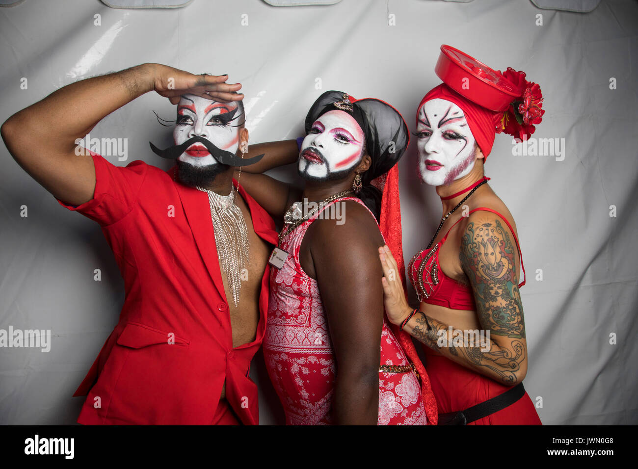 Red Dress Party, Gold Coast Bar, West Hollywood, California  (July 16, 2017)  The party is in honor of two former bartenders who died of AIDS. Stock Photo
