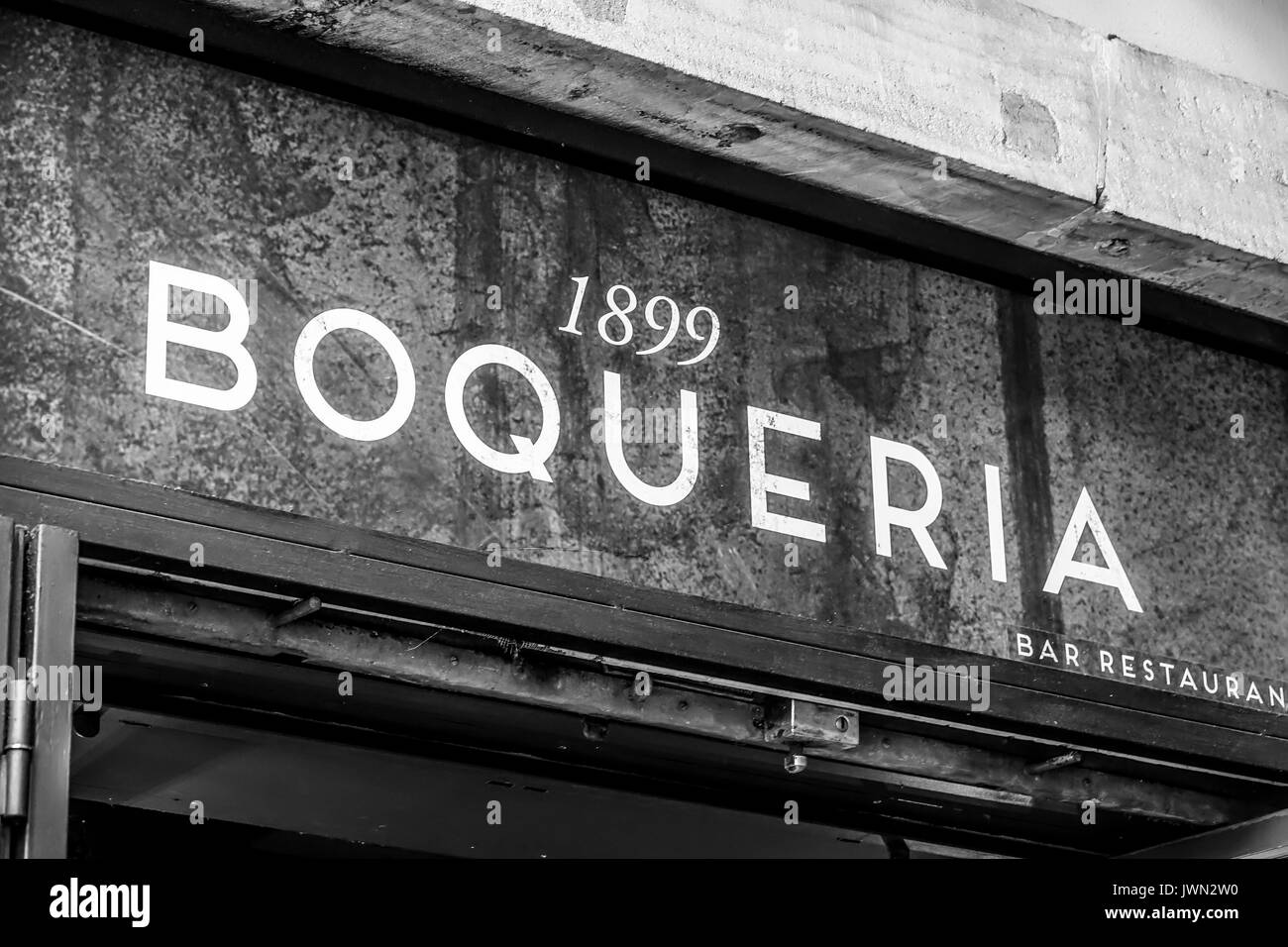 Restaurant Boqueria at Rambla Barcelona - BARCELONA / SPAIN - OCTOBER 2, 2016 Stock Photo