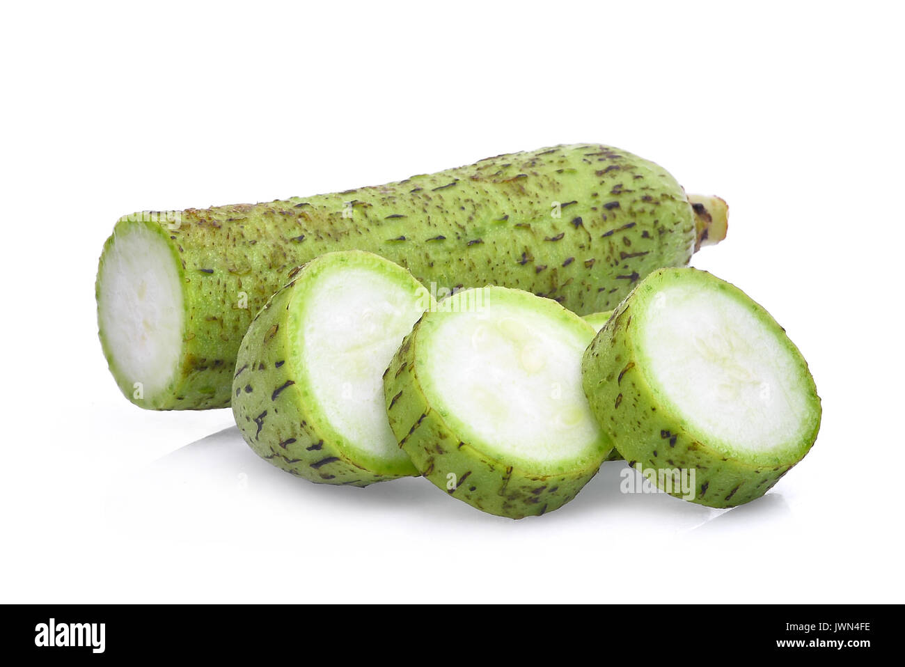 fresh loofah or luffa on the white background Stock Photo
