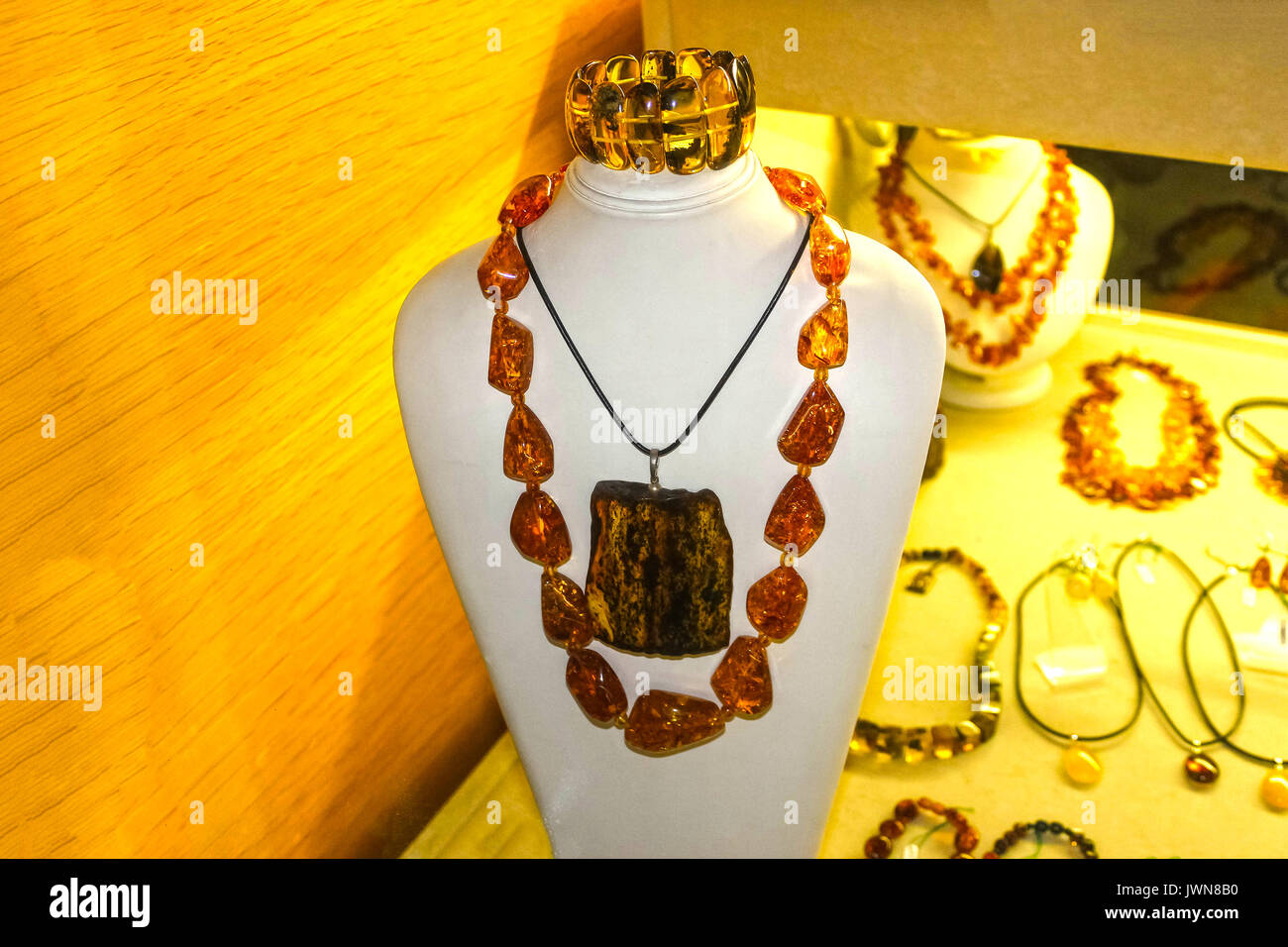 VIlnius, Lithuania January 06, 2017 The amber at gift shop at