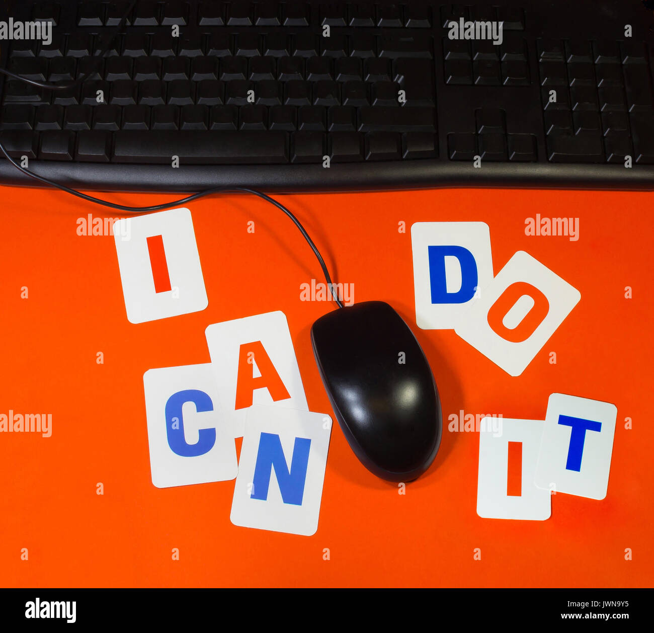 The message, keyboard, computer mouse I can do it Stock Photo Alamy
