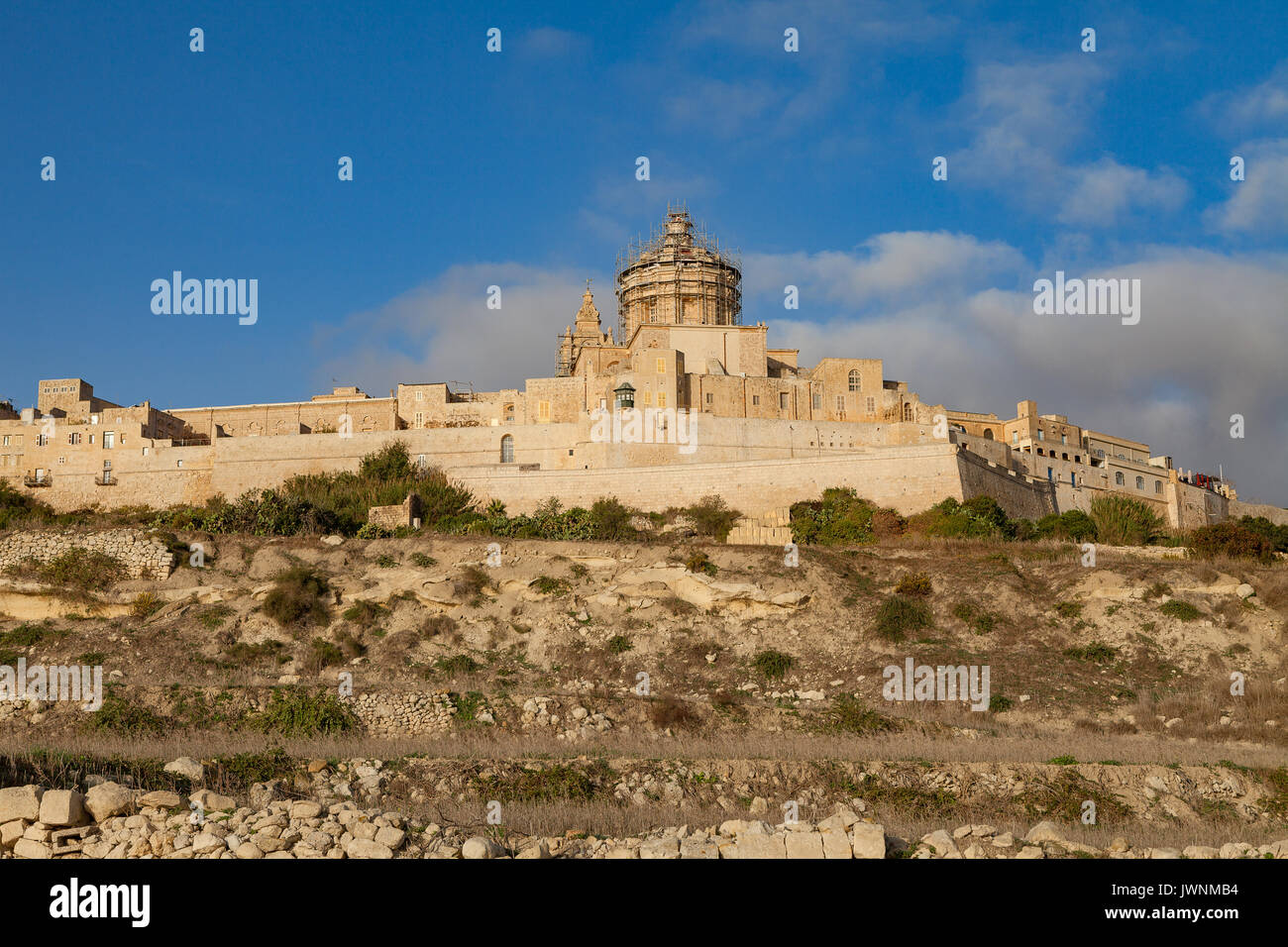 Ancient hilltop fortified by old capital city of malta the silent city