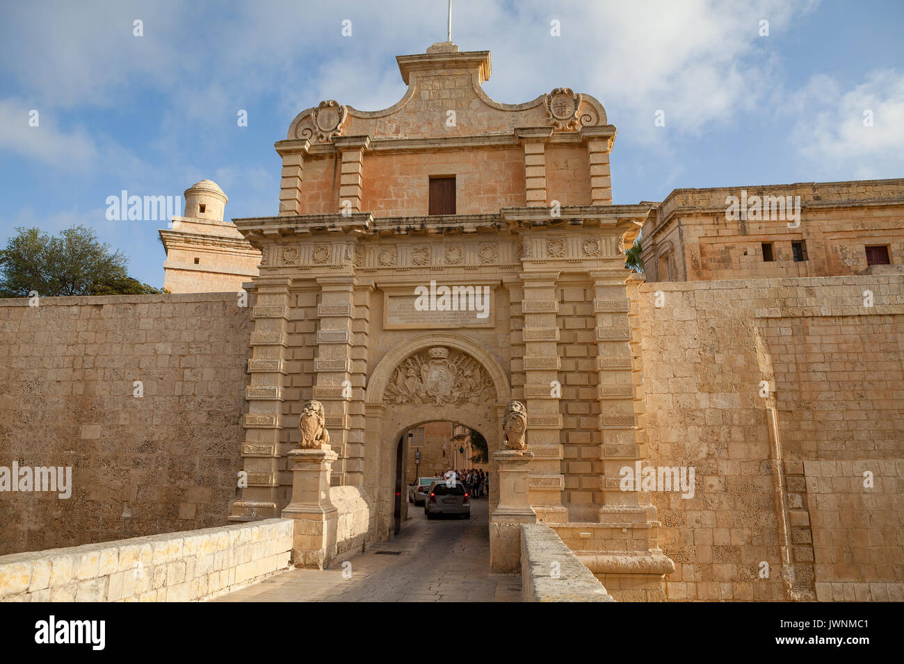 Mdina city gates. Old fortress. Malta. Sunny summer day Stock Photo - Alamy