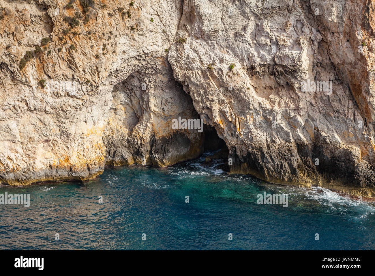 Blue Grotto limestone cliff, majestic nature landmark of Malta island ...