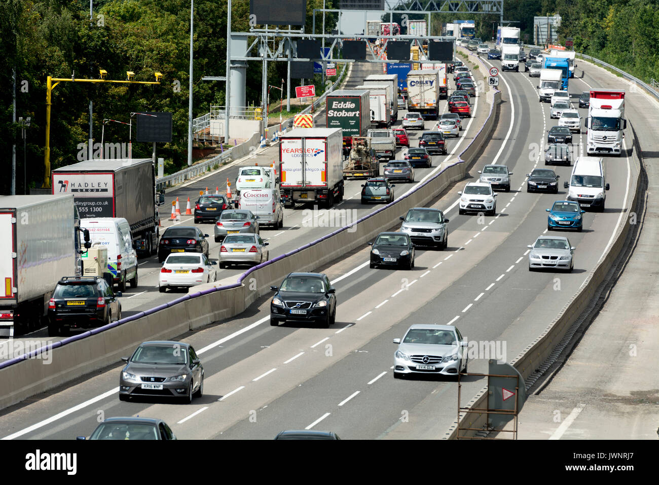 The M1 motorway just north of Watford Gap Services, Northamptonshire, England, UK Stock Photo