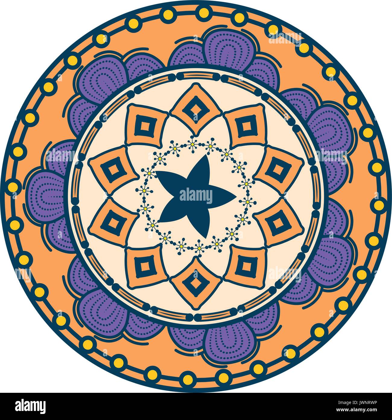 Mandala spiritual symbol over white background vector illustration