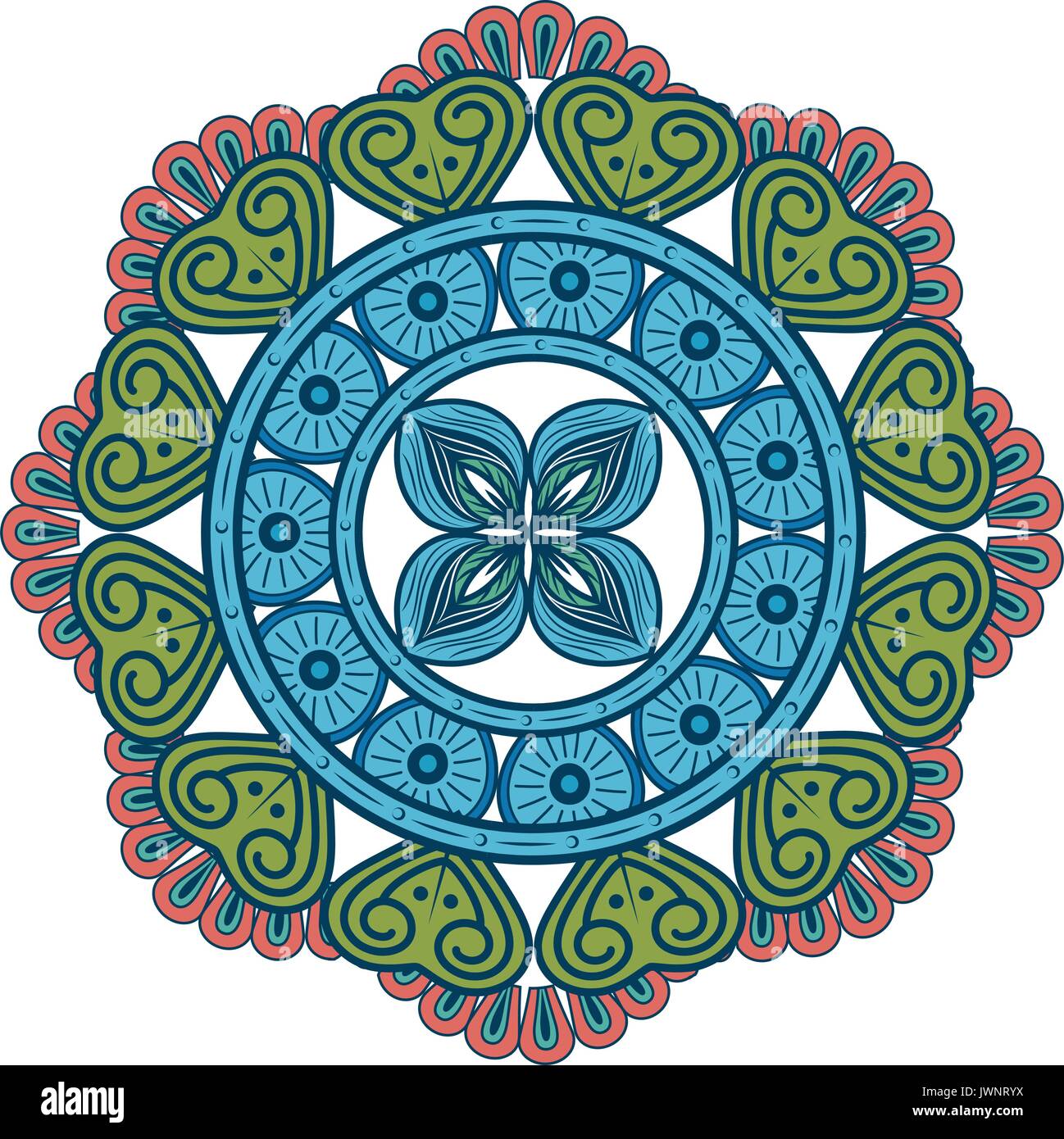 Mandala spiritual symbol over white background vector illustration