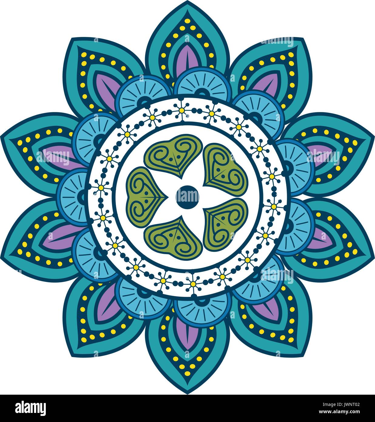 Mandala spiritual symbol over white background vector illustration