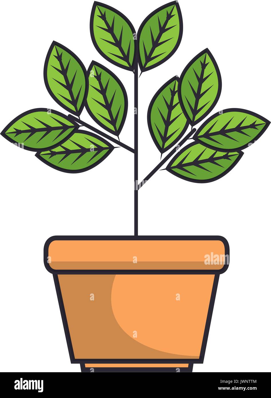 plant in a pot icon over white background vector illustration Stock ...
