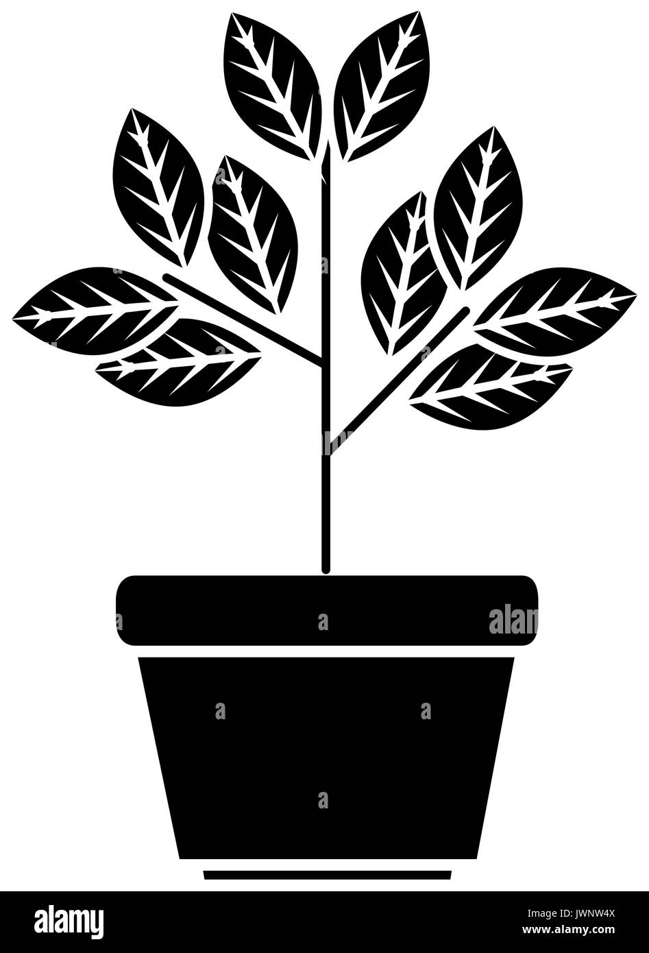 plant in a pot icon over white background vector illustration Stock ...