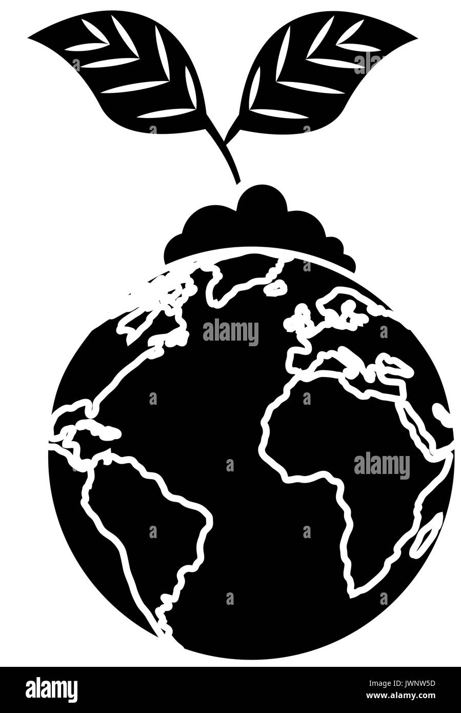 White earth globe plant icon Black and White Stock Photos & Images - Alamy