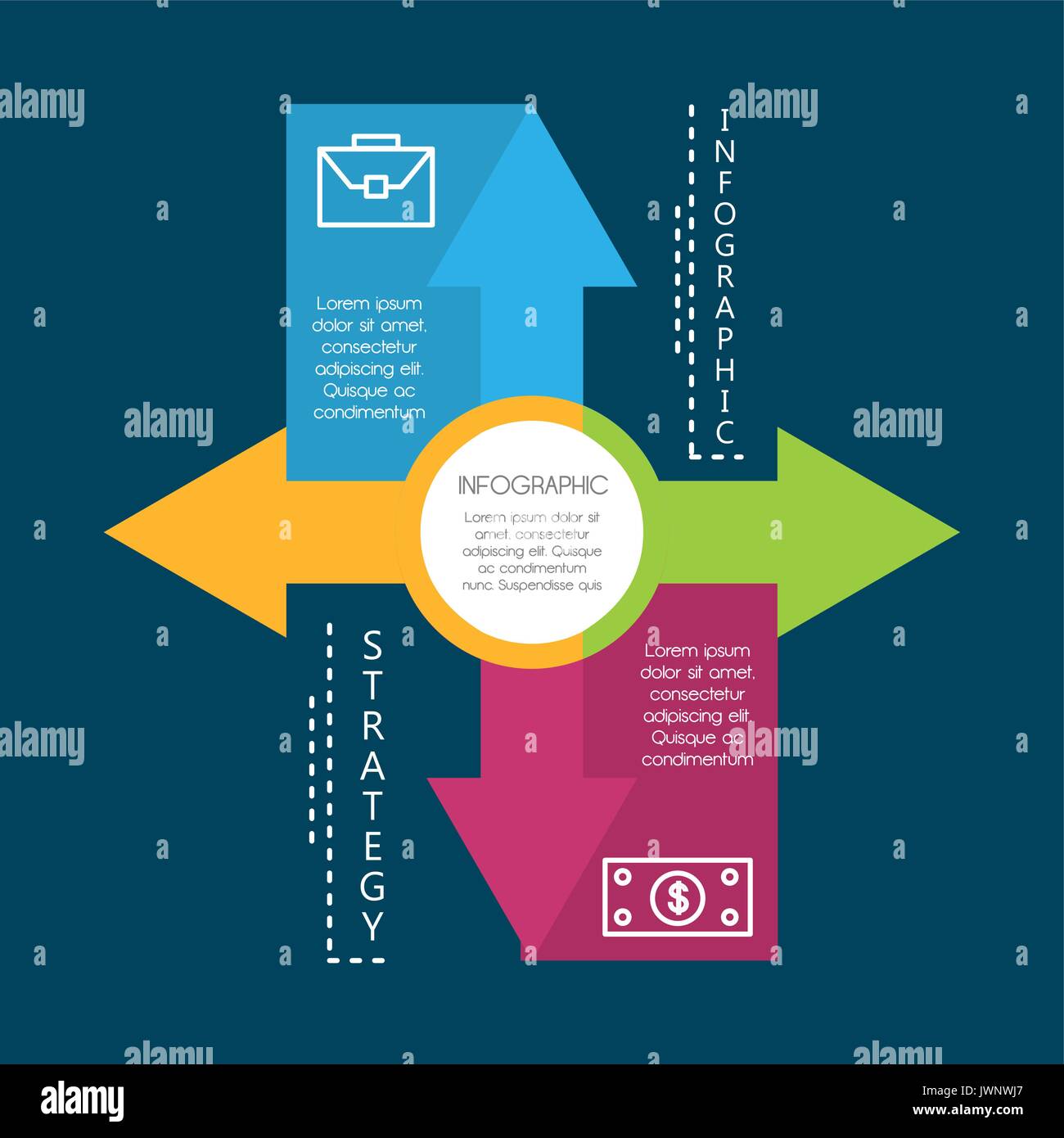 infographics template with arrow business options Stock Vector Image ...