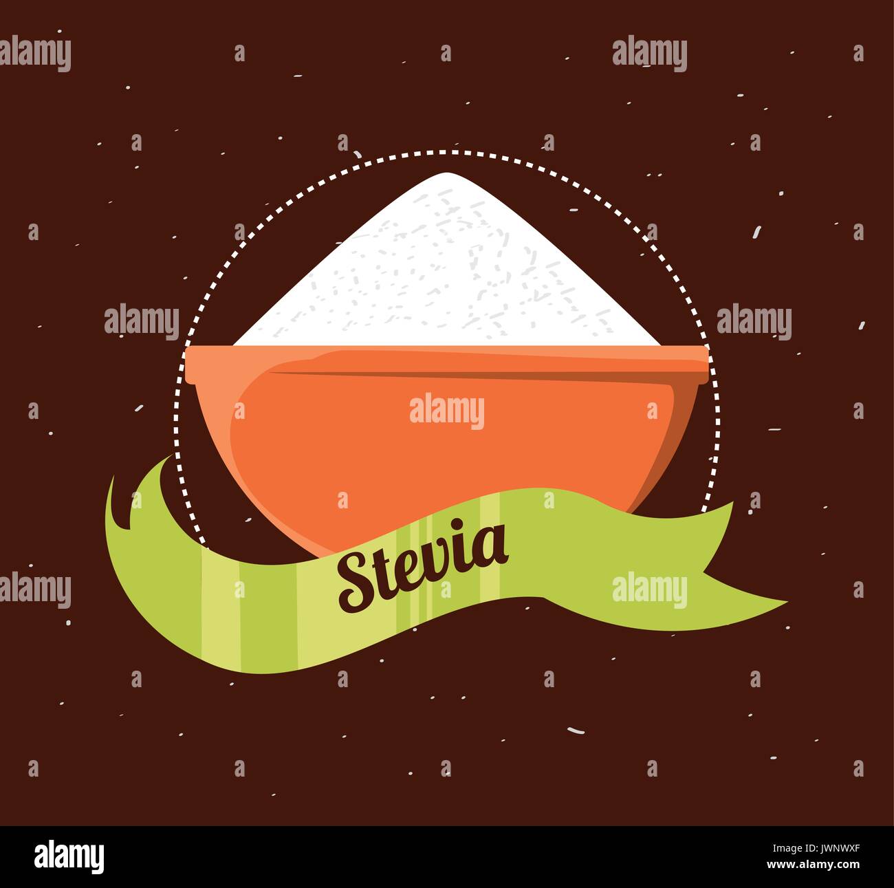 stevia natural sweetener inside bowl Stock Vector