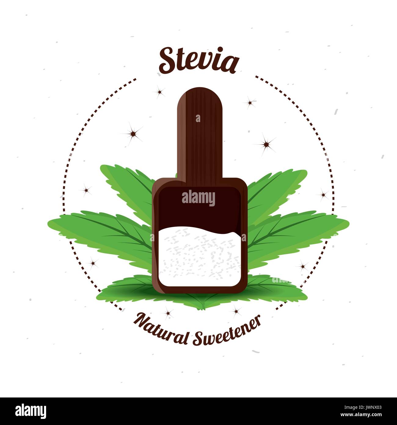 stevia natural sweetener inside spoon Stock Vector