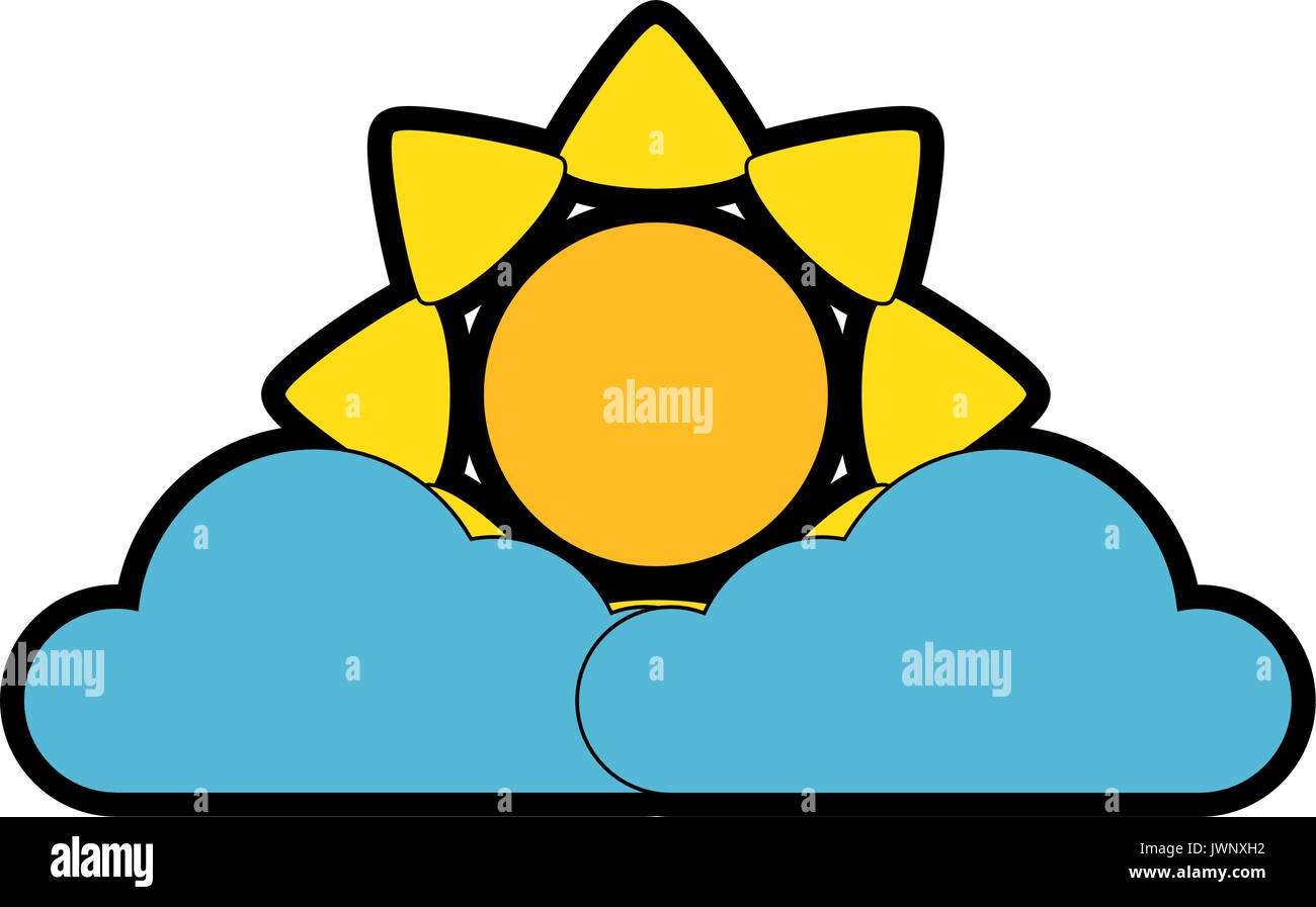 sun and clouds icon over white background vector illustration Stock ...
