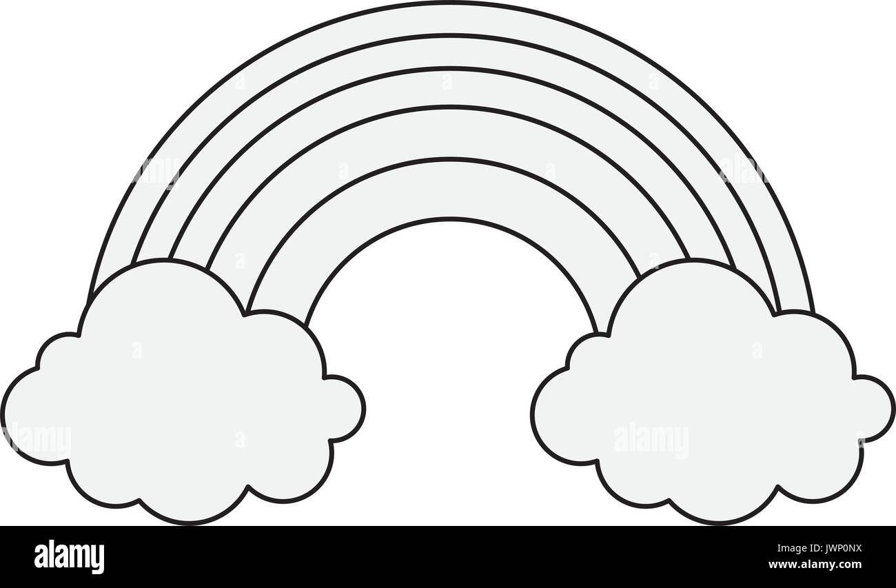 rainbow and clouds icon over white background vector illustration Stock ...