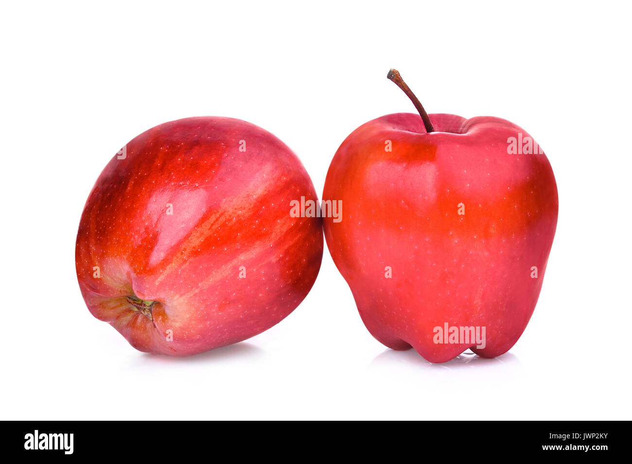 two fresh red apples isolated on white background Stock Photo