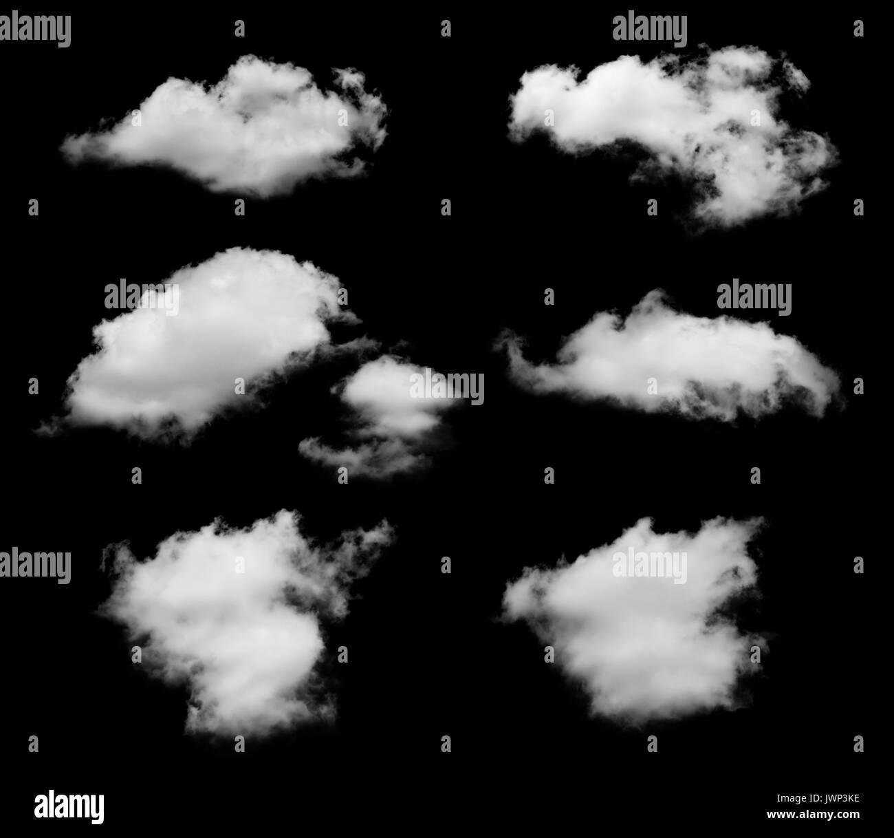 set of white cloud isolated on black background Stock Photo Alamy