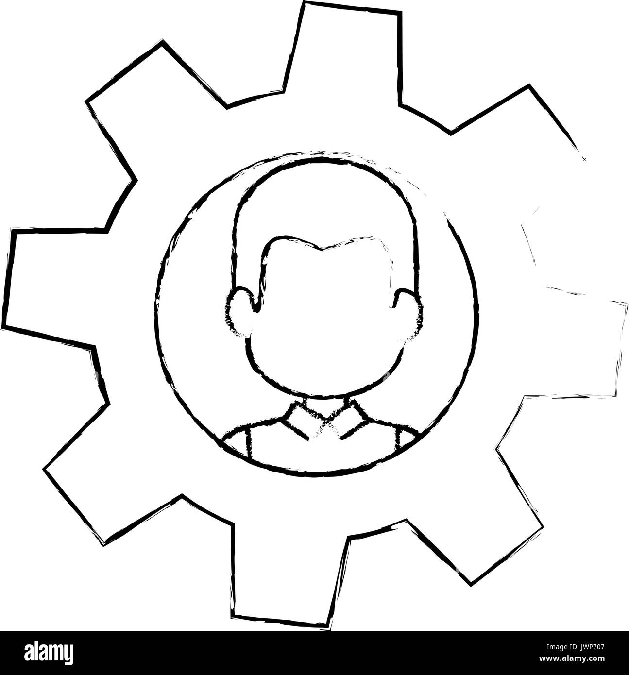 gear with man face icon over white background vector illustration Stock ...