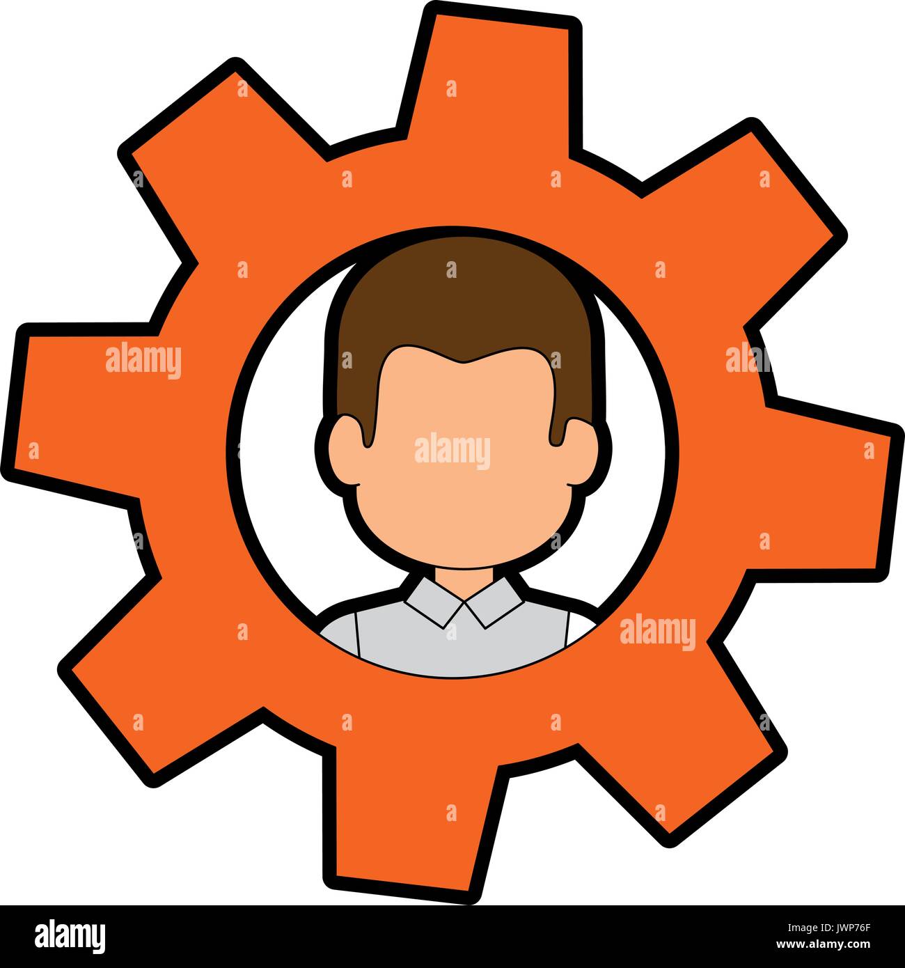 gear with man face icon over white background vector illustration Stock ...