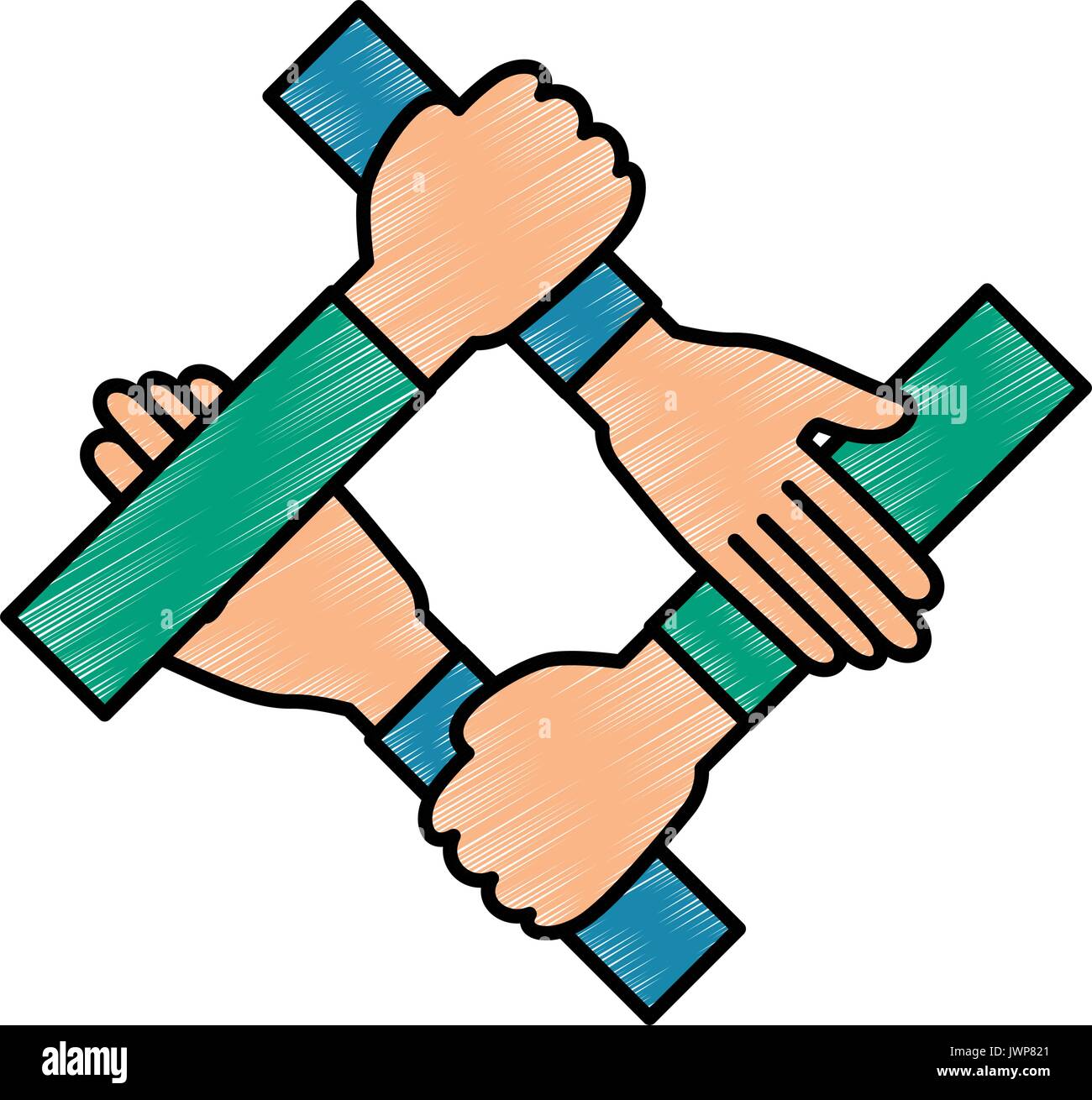 Hands teamwork symbol icon vector illustration graphic design Stock