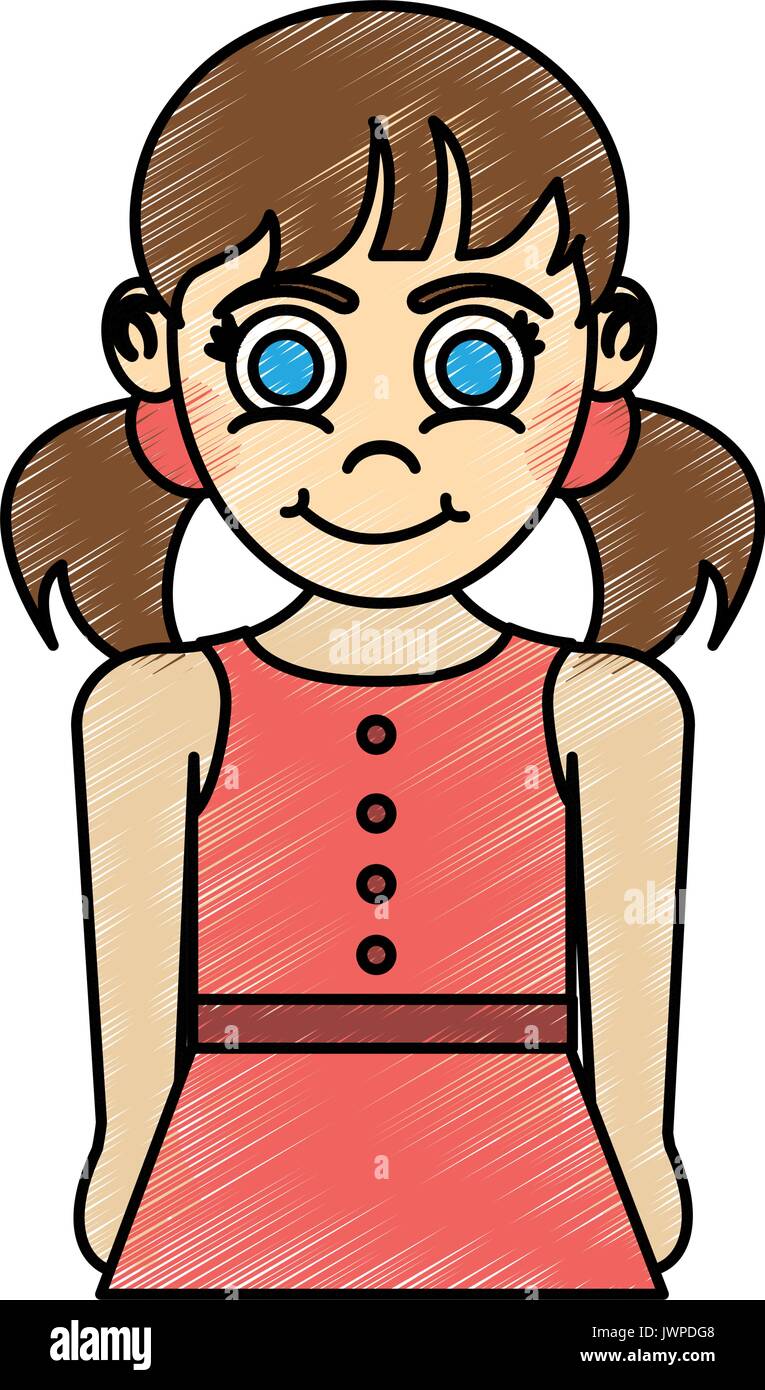 girl with blue eyes and pigtails happy child icon image Stock Vector Image  \u0026 Art - Alamy, image size:765x1390