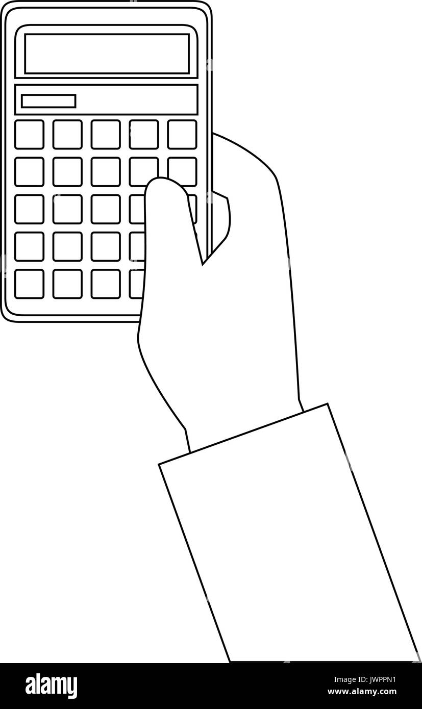 hand holding a calculator icon over white background vector ...